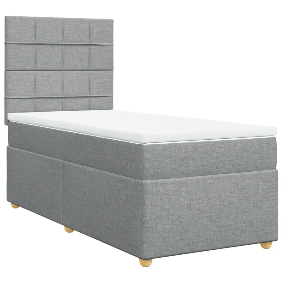 Sommier à lattes de lit avec matelas Gris clair 100x200cm Tissu - 3