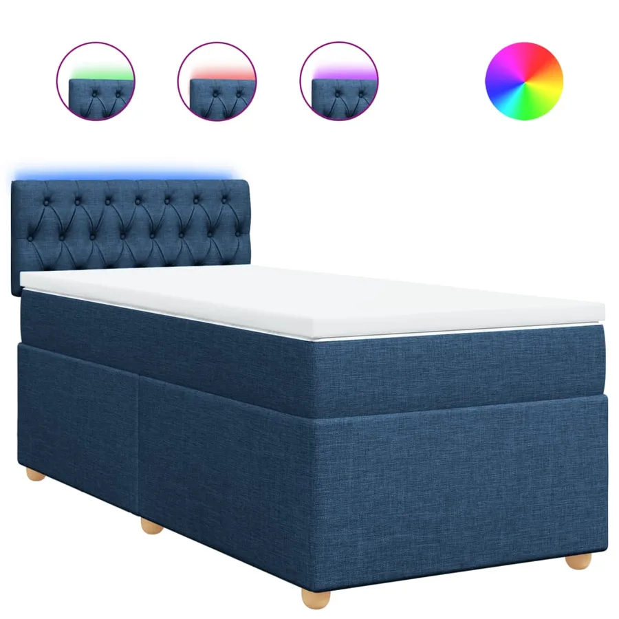 Sommier à lattes de lit avec matelas Bleu 100x200 cm Tissu - 2
