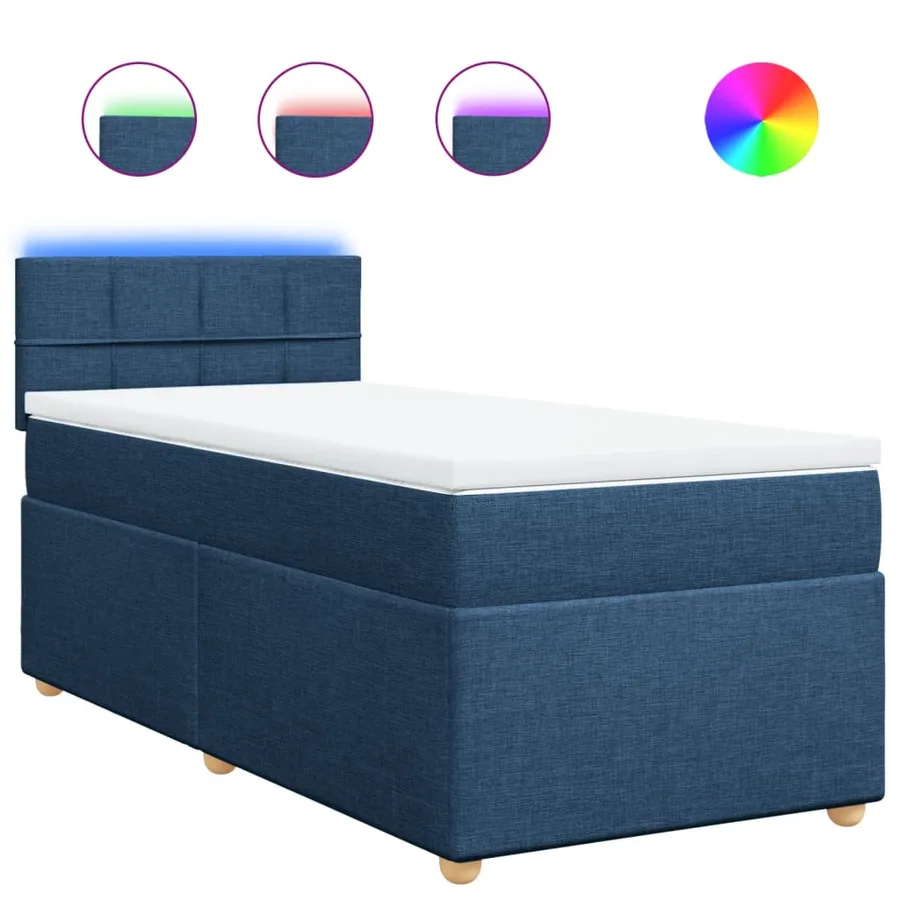 Sommier à lattes de lit avec matelas Bleu 100x200 cm Tissu - 2