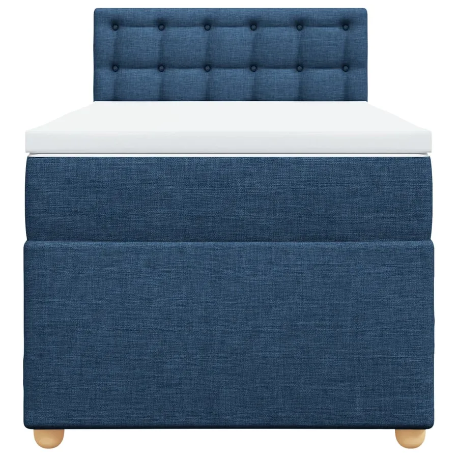 Sommier à lattes de lit avec matelas Bleu 100x200 cm Tissu - 4