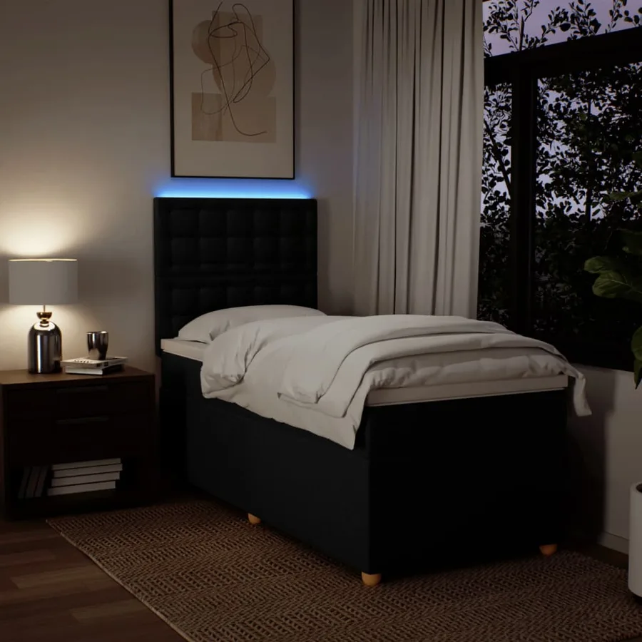 Sommier à lattes de lit avec matelas Noir 90x200 cm Tissu - 4
