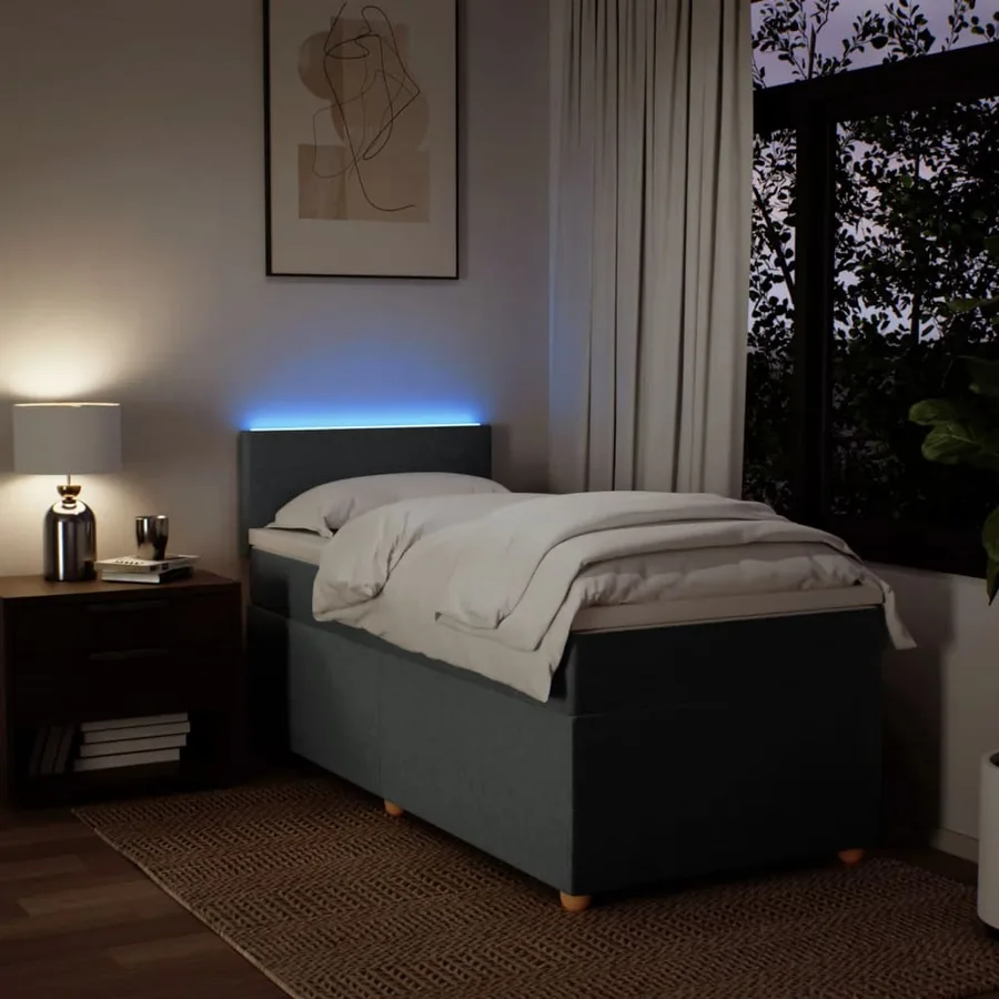 Sommier à lattes de lit avec matelas Gris foncé 90x200 cm Tissu - 5