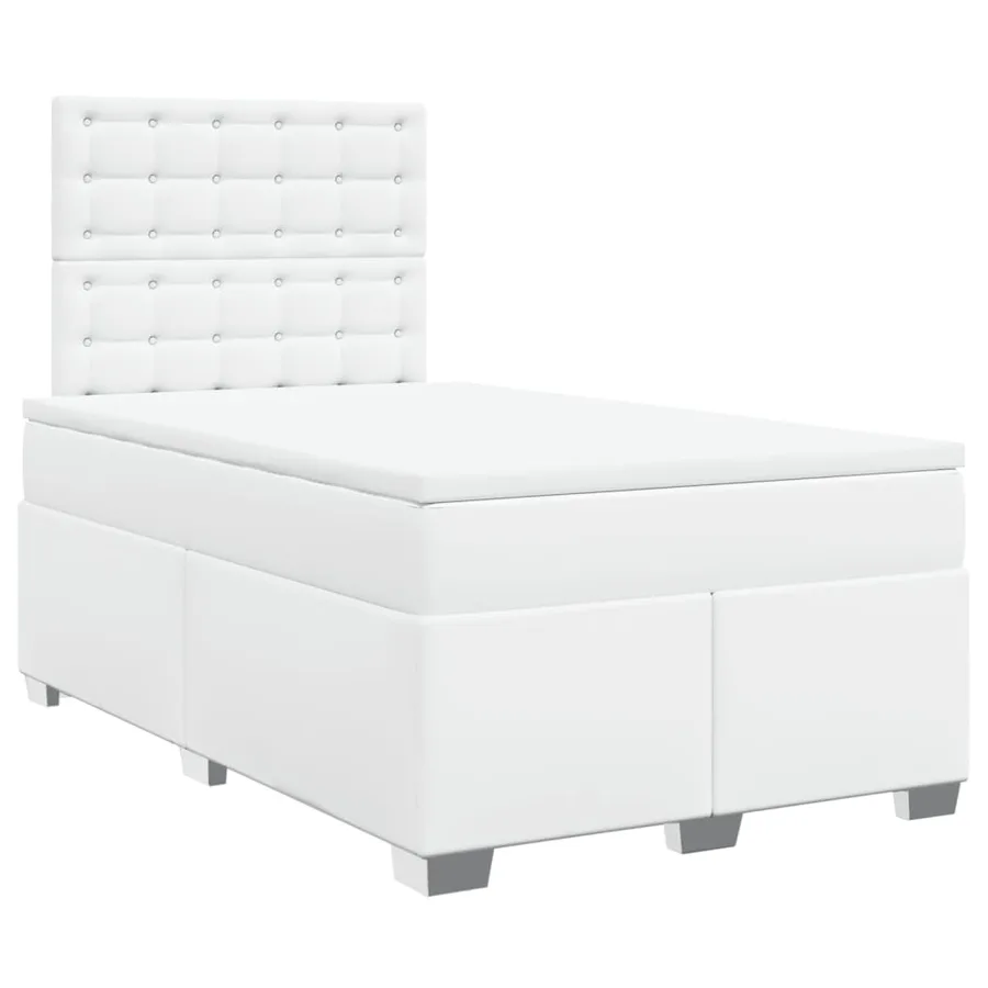 Sommier à lattes de lit avec matelas blanc 120x190cm similicuir - 3