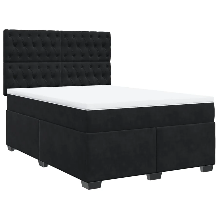 Sommier à lattes de lit avec matelas Noir 140x200 cm Velours - 3
