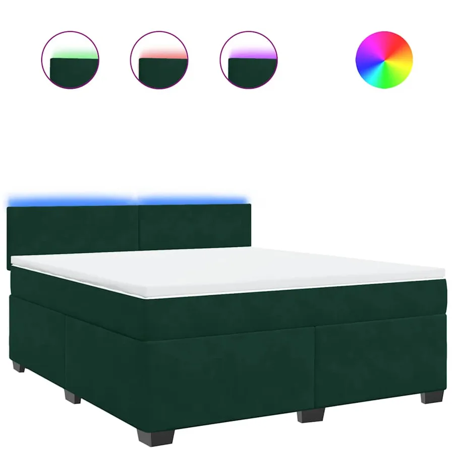 Sommier à lattes de lit et matelas Vert foncé 180x200cm Velours - 2