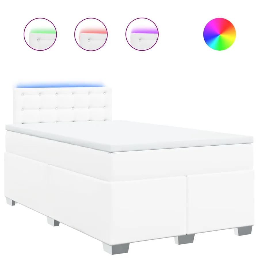 Sommier à lattes de lit avec matelas Blanc 120x200cm Similicuir - 2