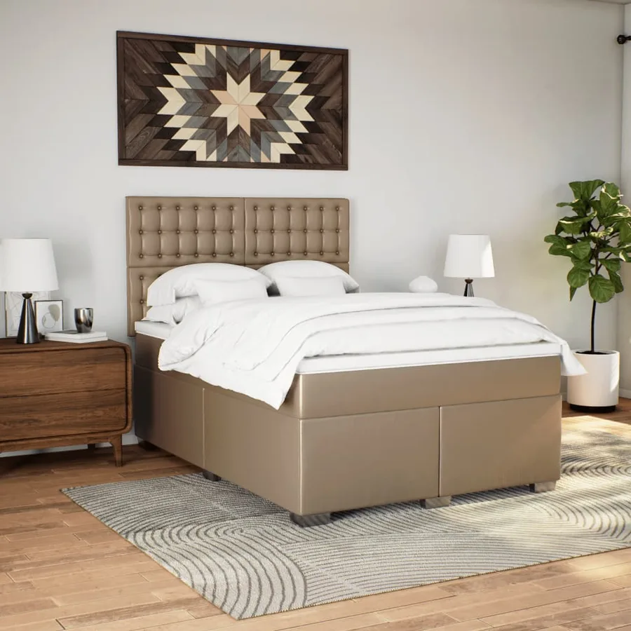 Sommier à lattes de lit avec matelas Cappuccino 140x190 cm - 3