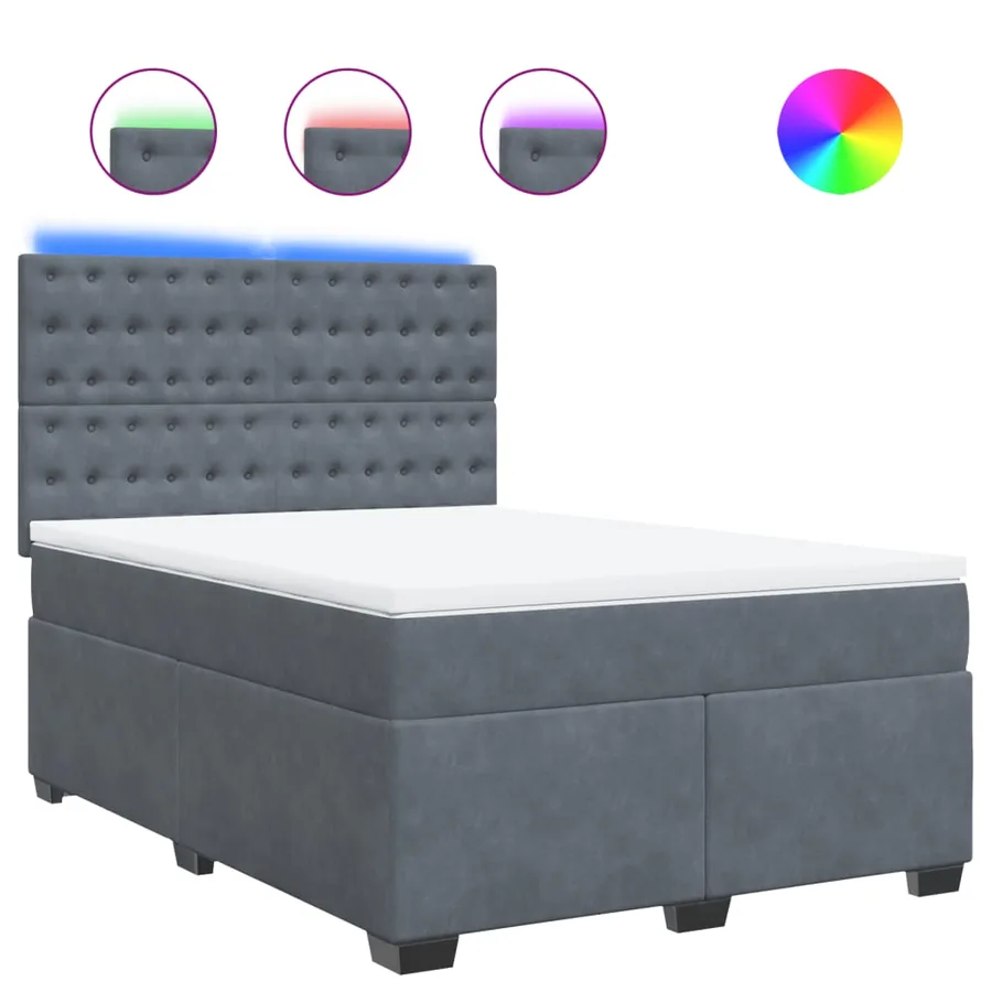 Sommier à lattes de lit et matelas Gris foncé 160x200cm Velours - 2