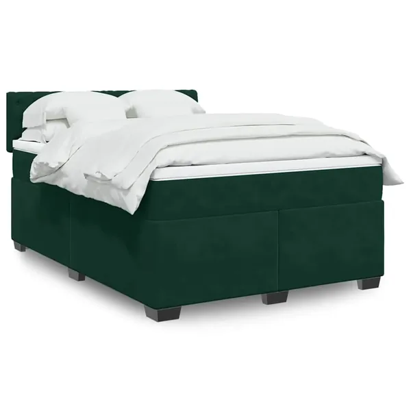 Sommier à lattes de lit et matelas Vert foncé 160x200cm Velours