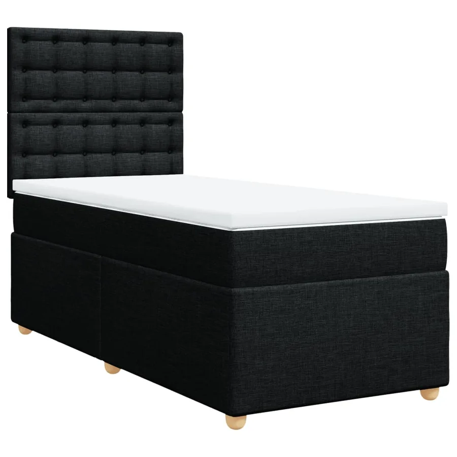 Sommier à lattes de lit avec matelas Noir 90x190 cm Tissu - 2