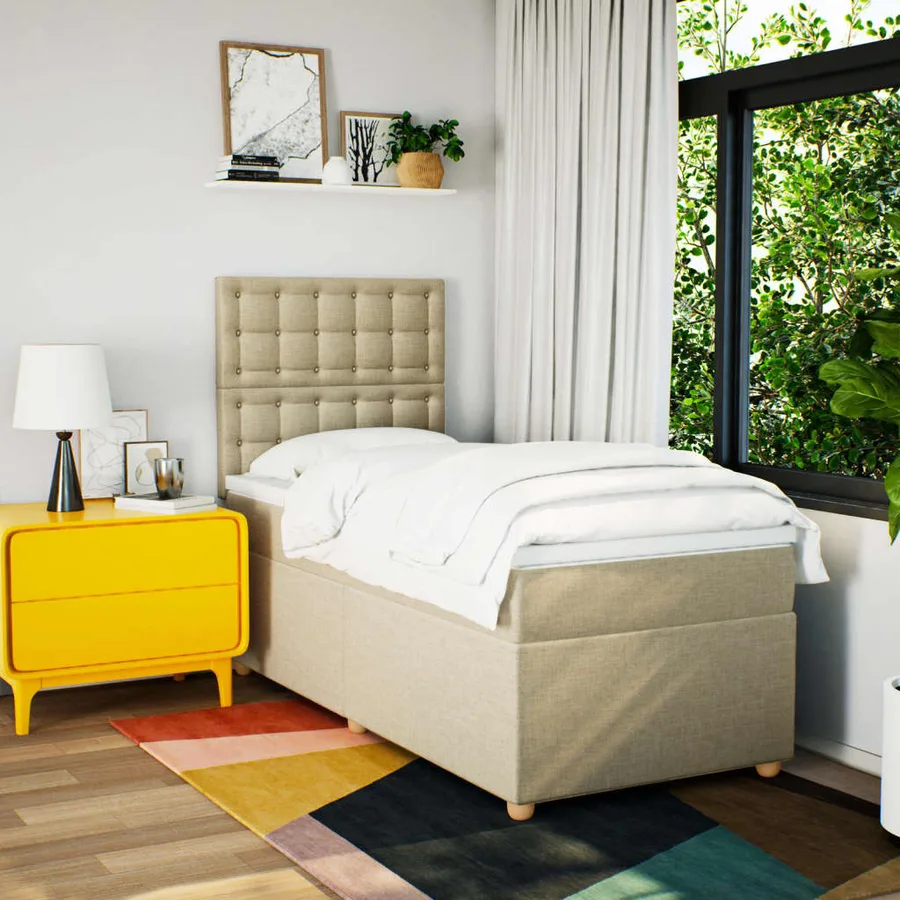 Sommier à lattes de lit avec matelas Crème 80x200 cm Tissu - 3