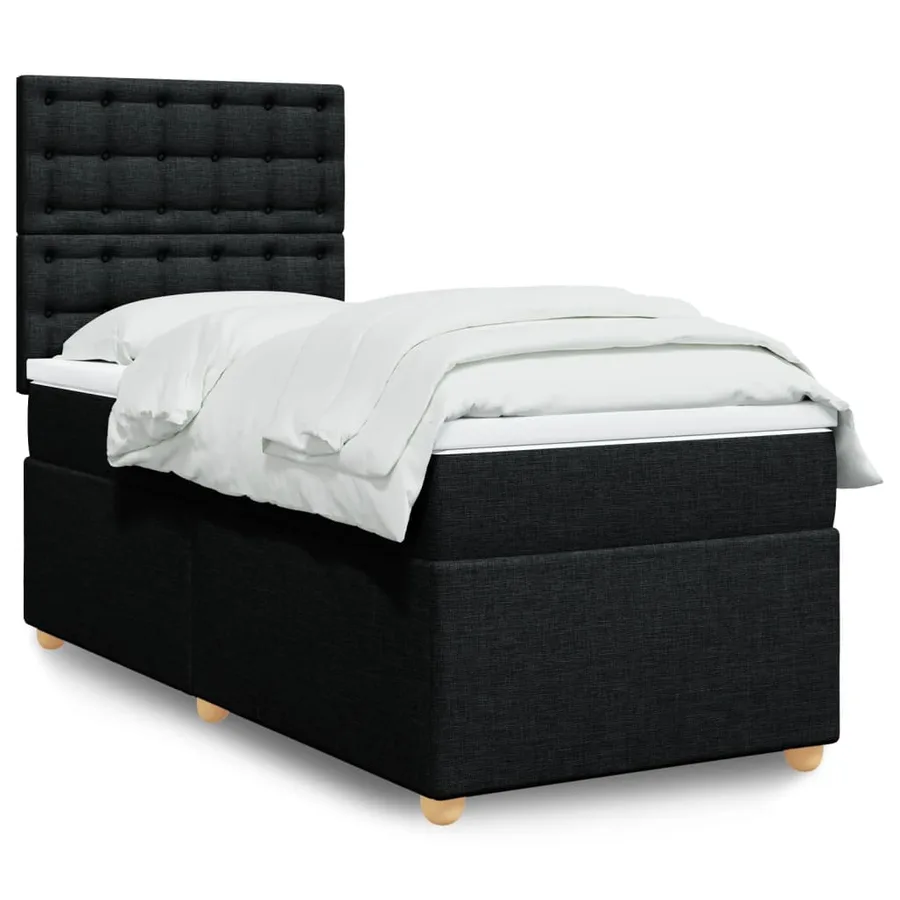 Sommier à lattes de lit avec matelas Noir 90x190 cm Tissu - 2
