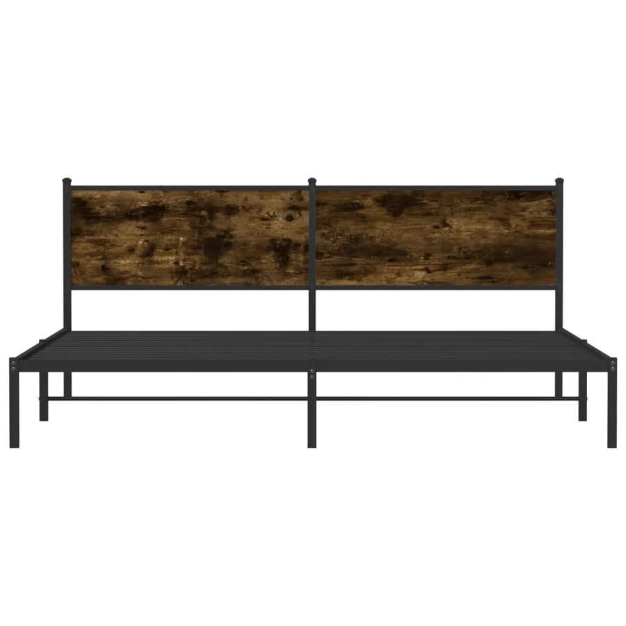 Cadre de lit en métal sans matelas chêne fumé 200x200 cm - 5