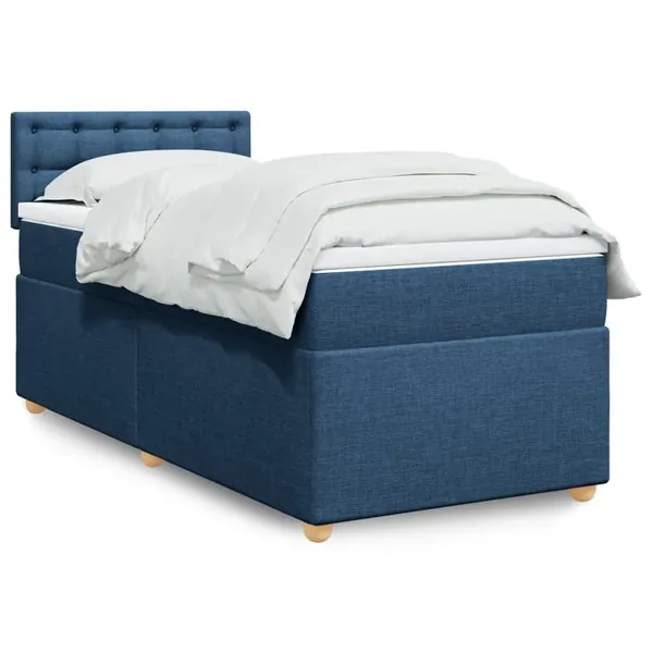Sommier à lattes de lit avec matelas Bleu 90x190 cm Tissu