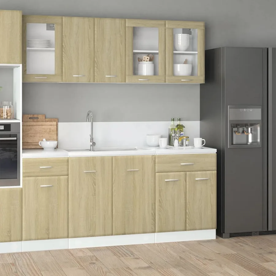 Ensemble de 4 meubles de cuisine "Lyon" en chêne Sonoma