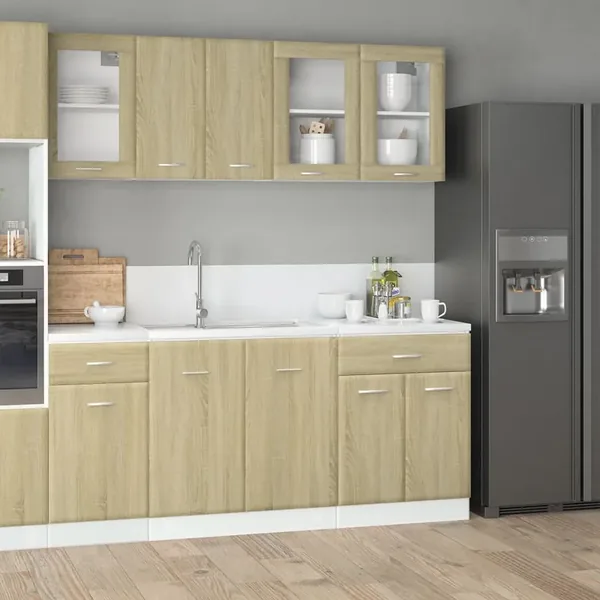 Ensemble de 4 meubles de cuisine "Lyon" en chêne Sonoma