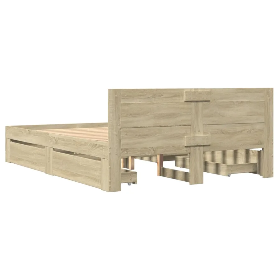 Cadre de lit et tête de lit sans matelas chêne sonoma 120x190cm - 7