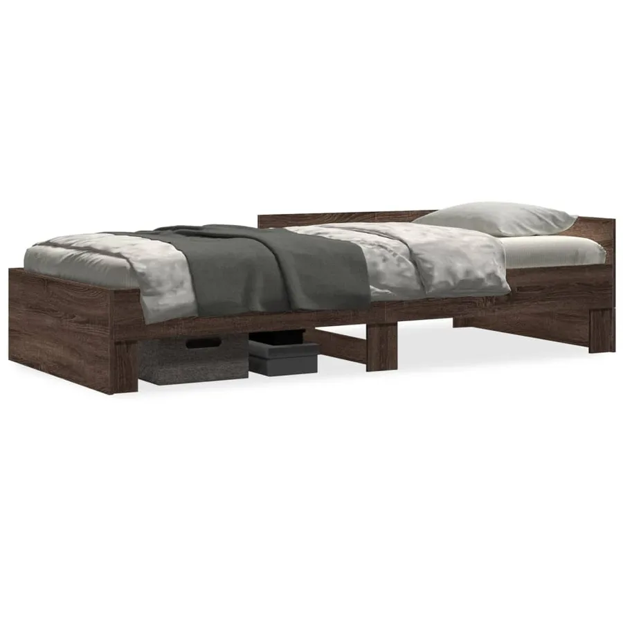 Cadre de lit sans matelas chêne marron 75x190cm bois ingénierie - 2