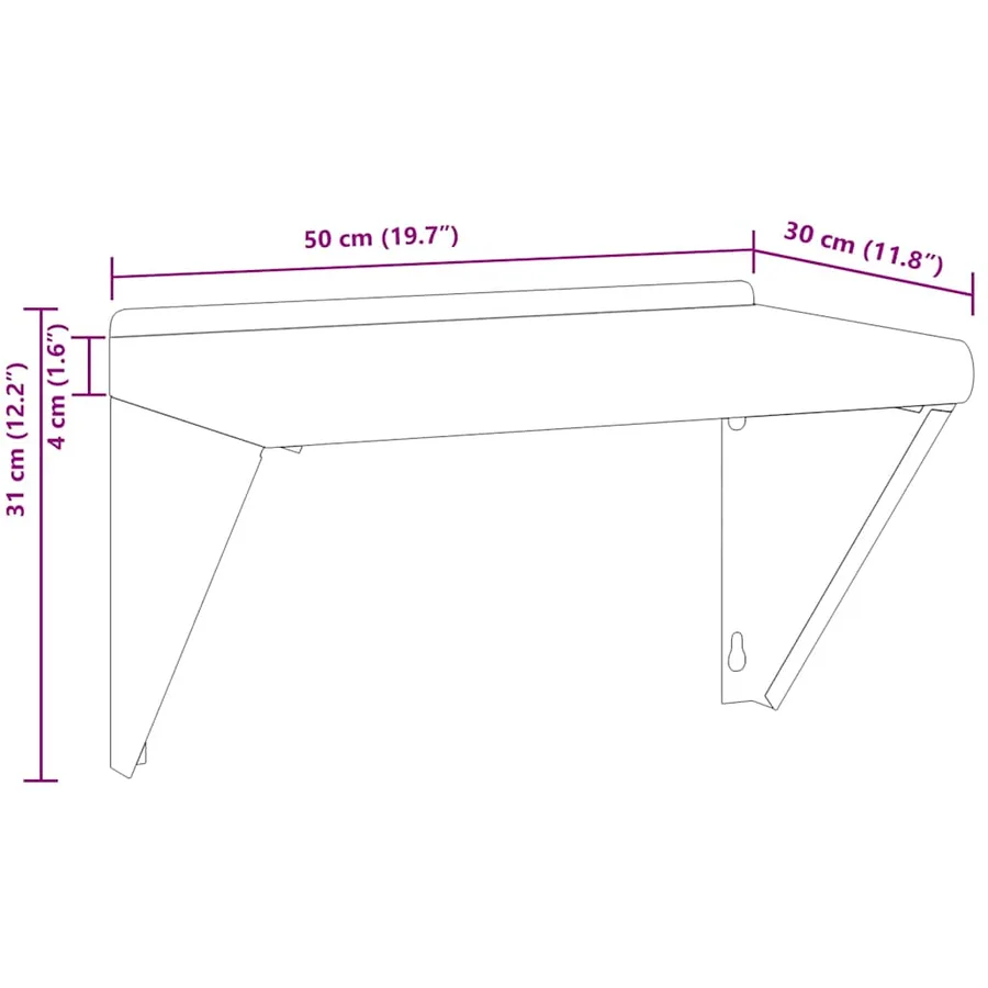 Étagère murale 50x30x31 cm argenté acier inoxydable - 11