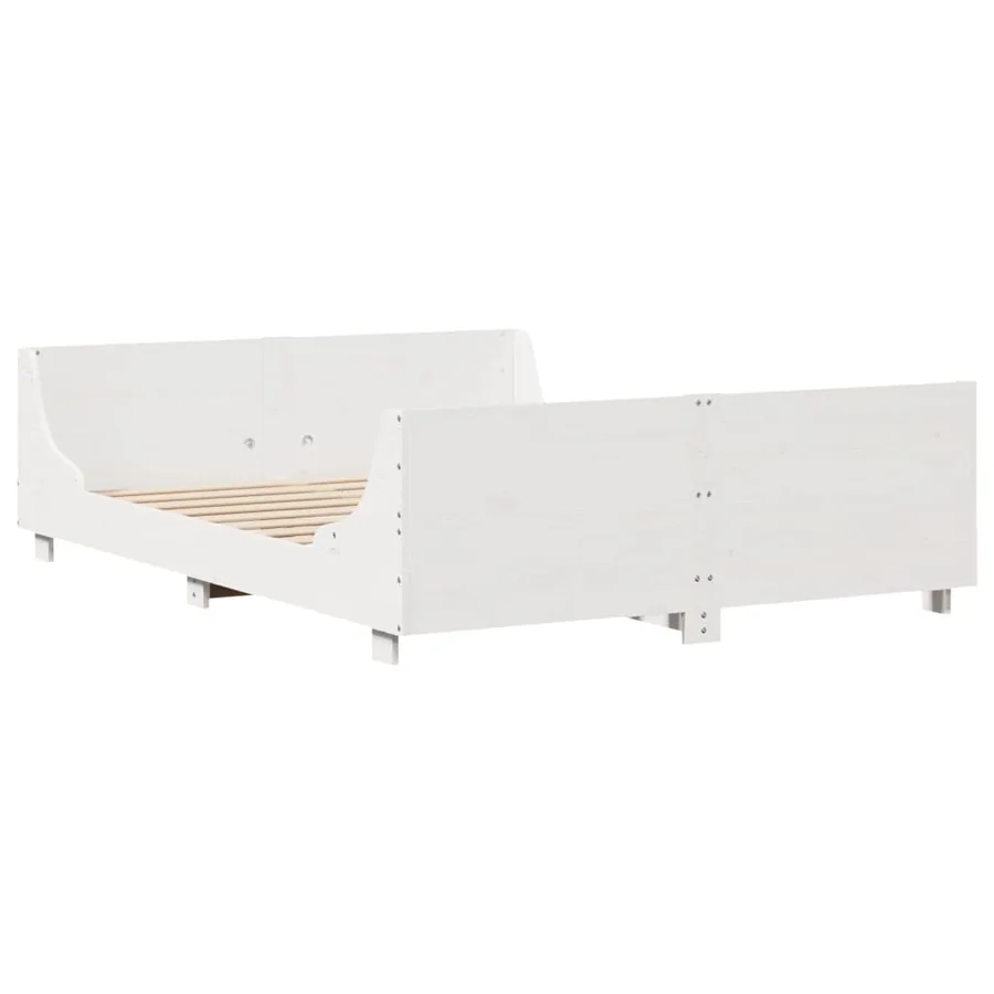 Cadre de lit sans matelas blanc 120x200 cm bois de pin massif - 6