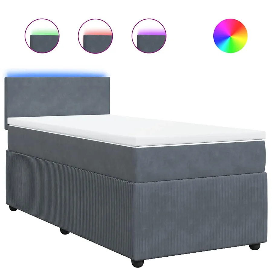 Sommier à lattes de lit et matelas Gris foncé 80x200 cm Velours - 2