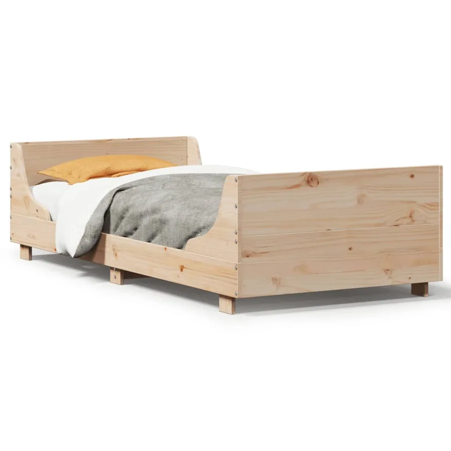 Cadre de lit sans matelas 100x200 cm bois massif de pin - 2