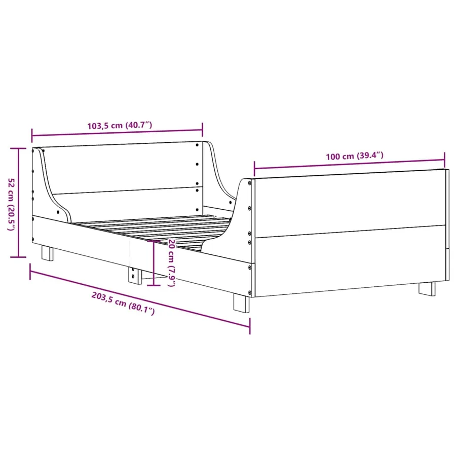 Cadre de lit sans matelas 100x200 cm bois massif de pin - 9
