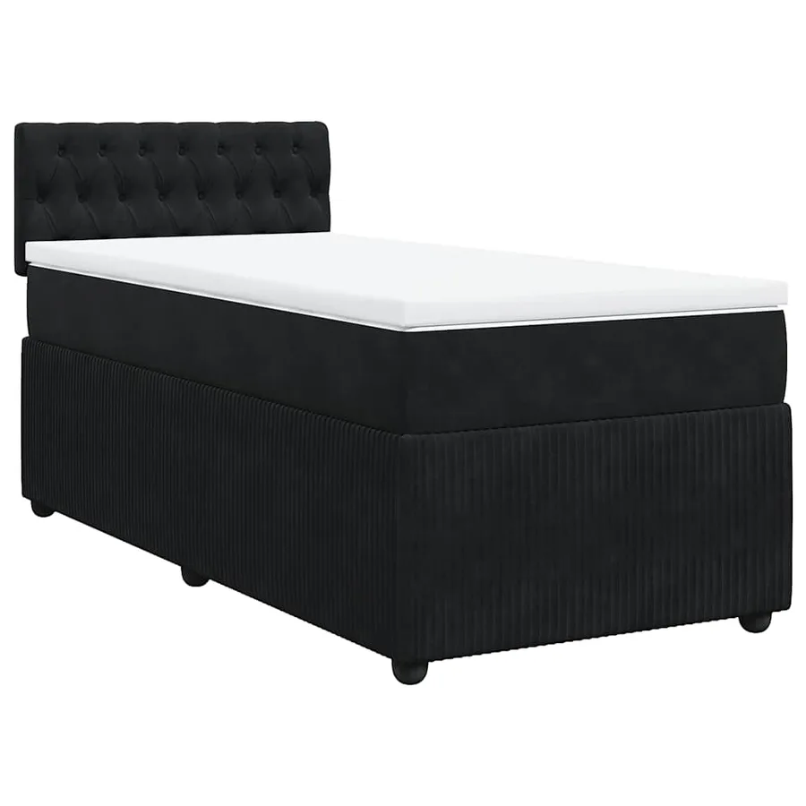 Sommier à lattes de lit et matelas Noir 80x200 cm Velours - 2