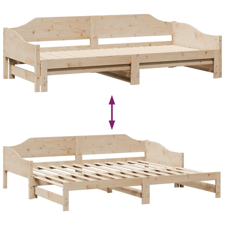 Lit de jour et lit gigogne sans matelas 90x200 cm bois massif - 10