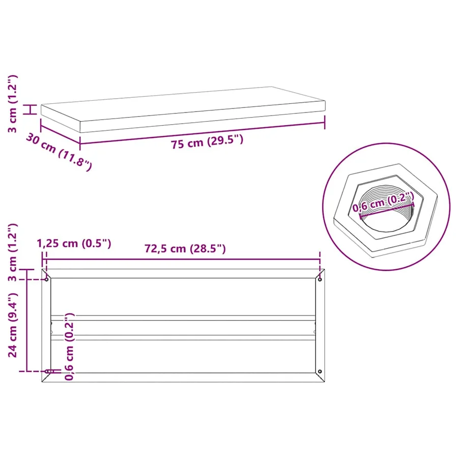 Étagères murales 2 pcs 75x30 cm argenté acier inoxydable - 10