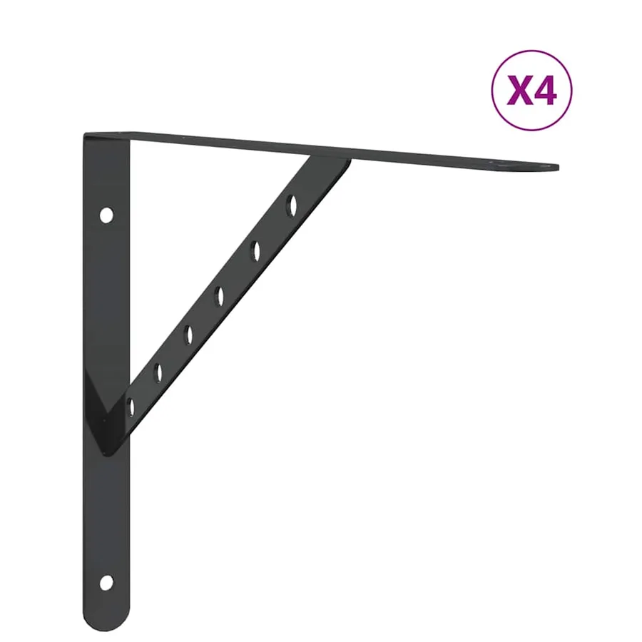 Supports d'étagères 4 pcs 40x2,5x25 cm noir acier inoxydable - 2