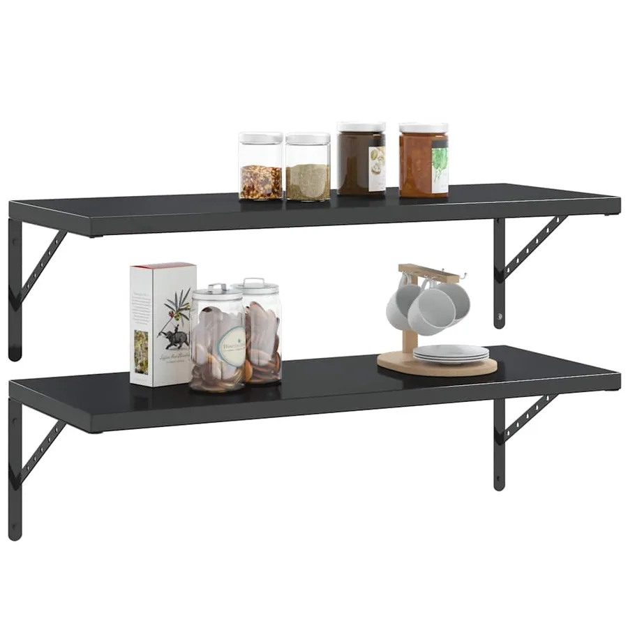 Supports d'étagères 4 pcs 40x2,5x25 cm noir acier inoxydable - 5