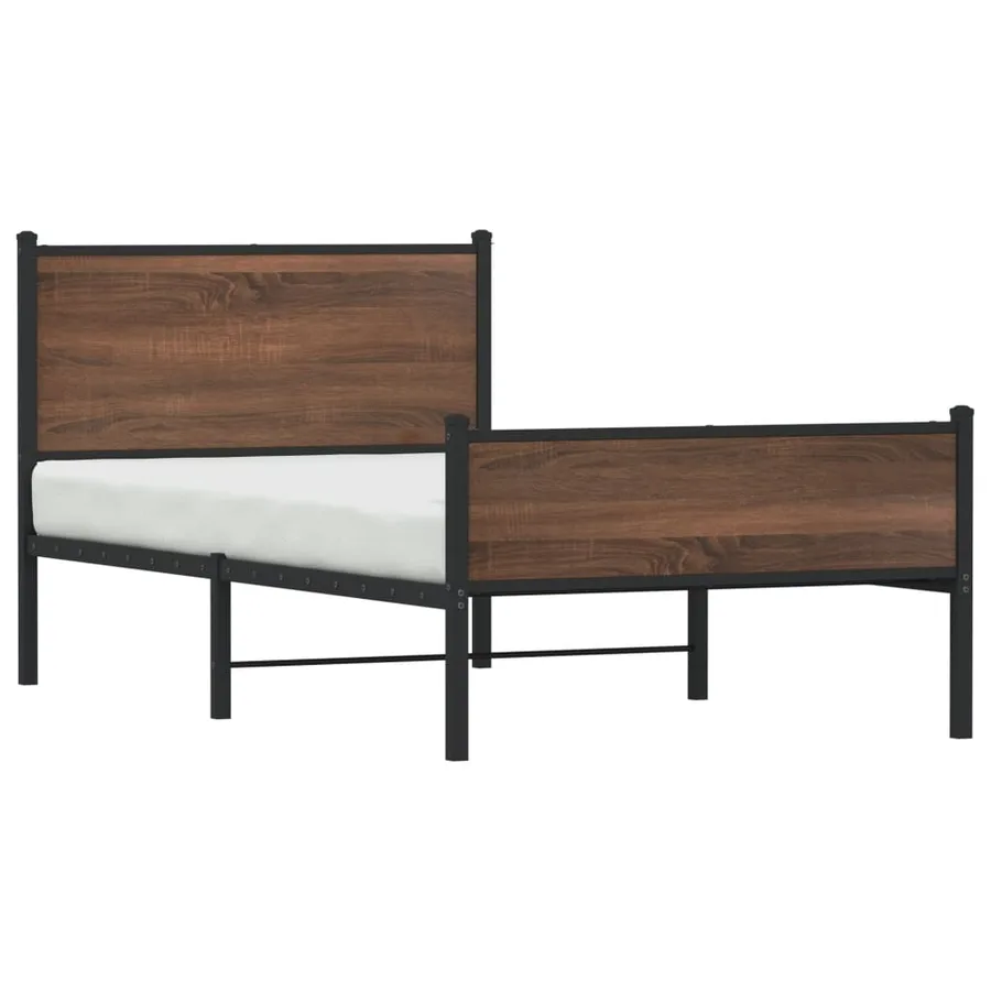 Cadre de lit en métal sans matelas chêne marron 100x200 cm - 4