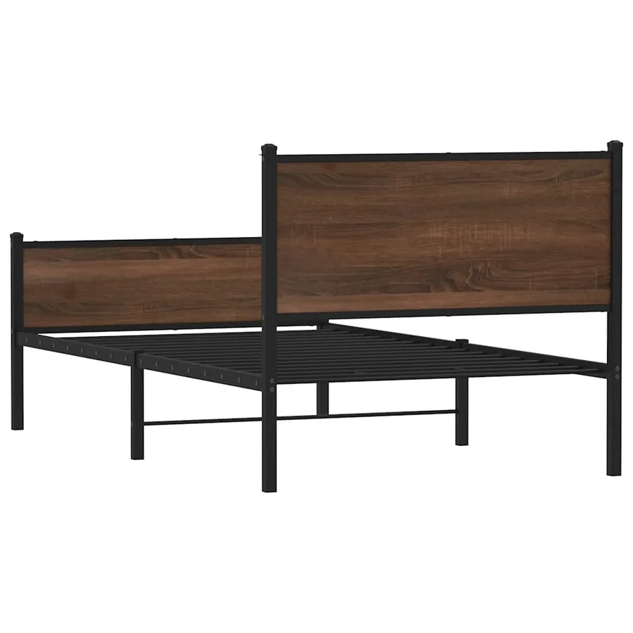 Cadre de lit en métal sans matelas chêne marron 100x200 cm - 7