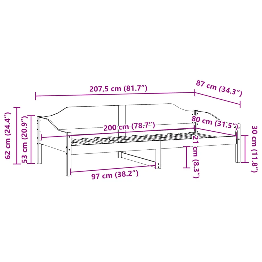 Cadre de lit sans matelas 80x200 cm bois massif de pin - 10
