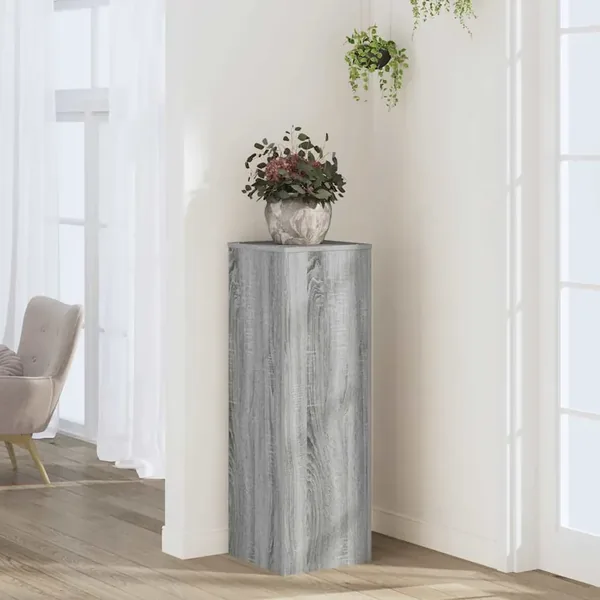 Support pour plantes sonoma gris 33x33x100 cm bois d'ingénierie