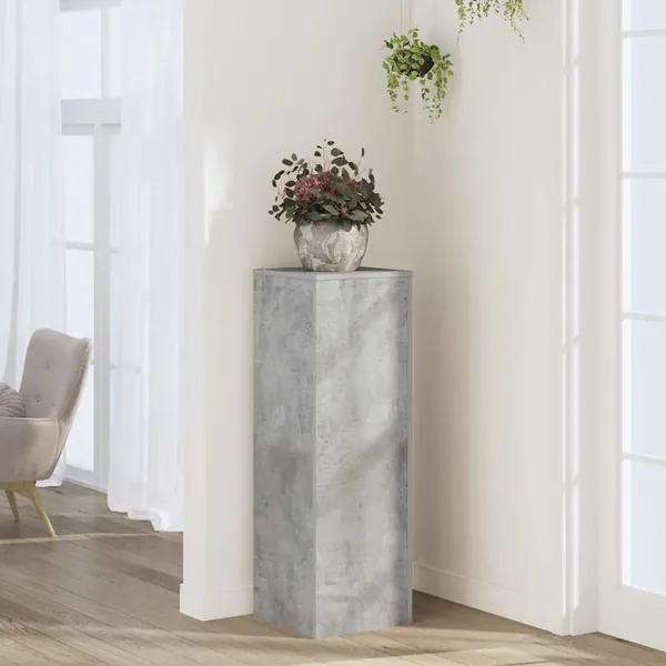 Support pour plantes gris béton 33x33x100 cm bois d'ingénierie