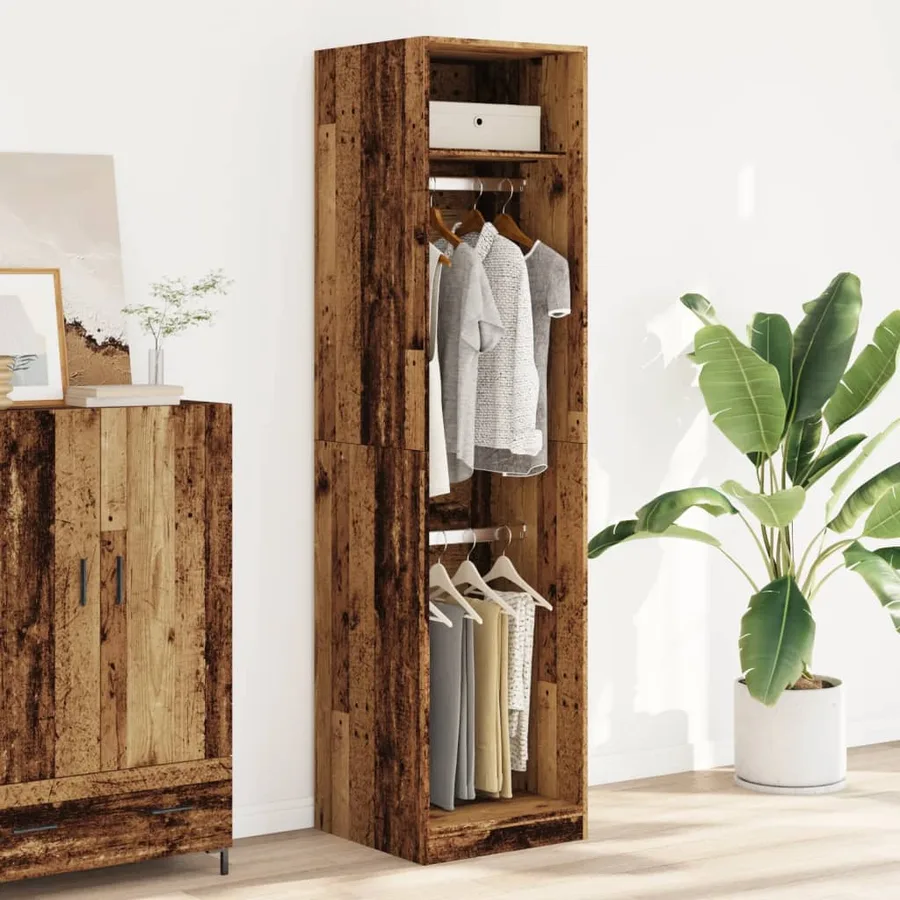 Garde-robe vieux bois 50x50x200 cm bois d'ingénierie - 3