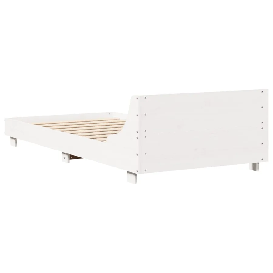 Cadre de lit sans matelas blanc 90x190 cm bois de pin massif - 6