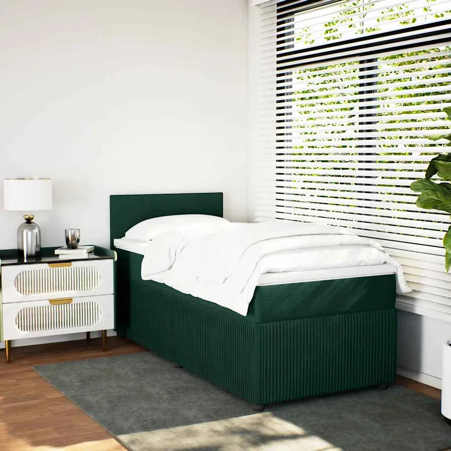 Sommier à lattes de lit et matelas Vert foncé 80x200 cm Velours - 4