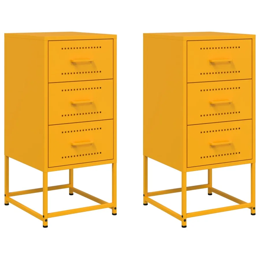 Tables de chevet 2 pcs jaune moutarde 36x39x78 cm acier - 2