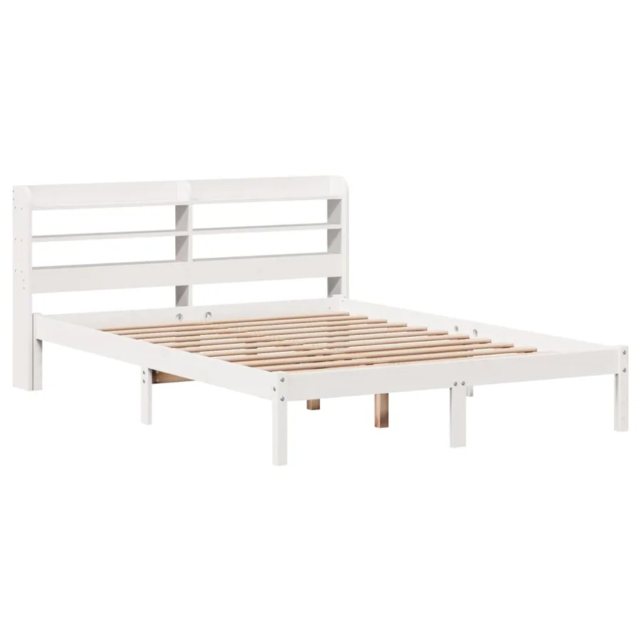 Cadre de lit sans matelas blanc 140x190 cm bois de pin massif - 3