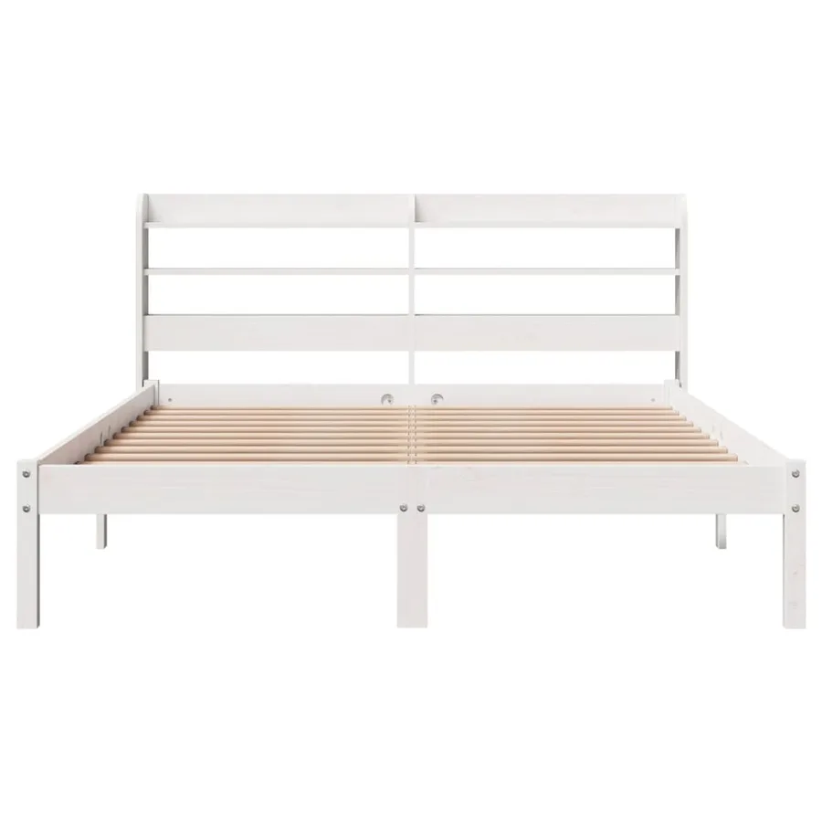 Cadre de lit sans matelas blanc 140x190 cm bois de pin massif - 4