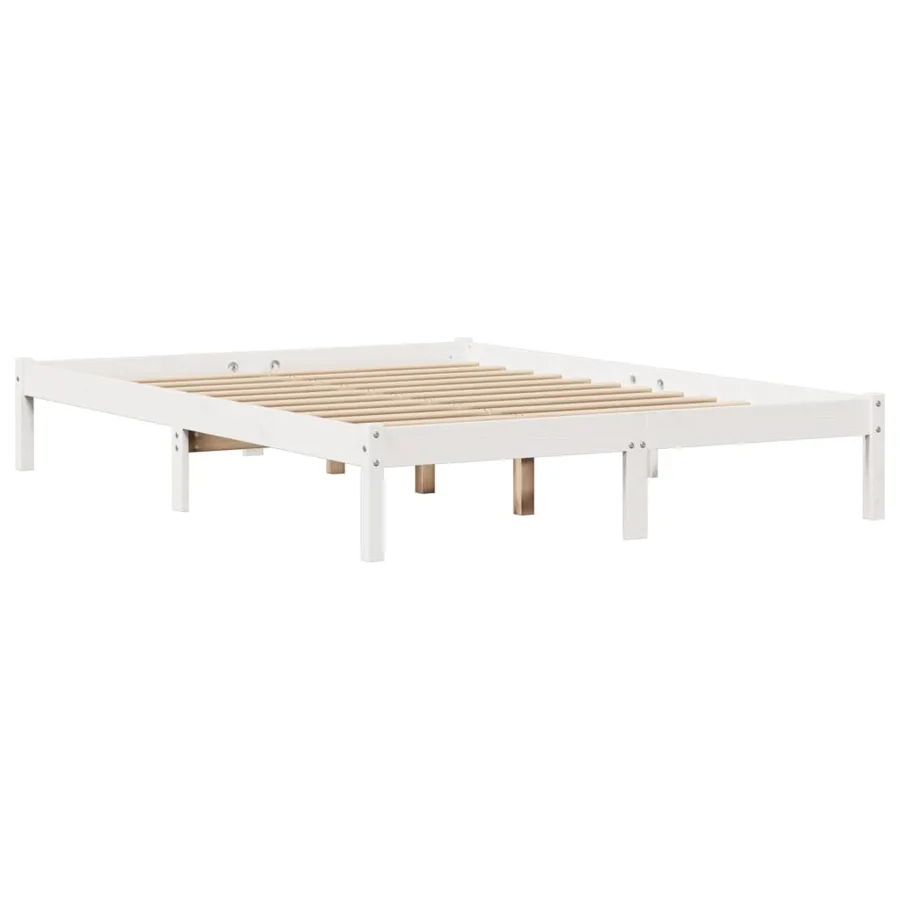 Cadre de lit sans matelas blanc 140x190 cm bois de pin massif - 7