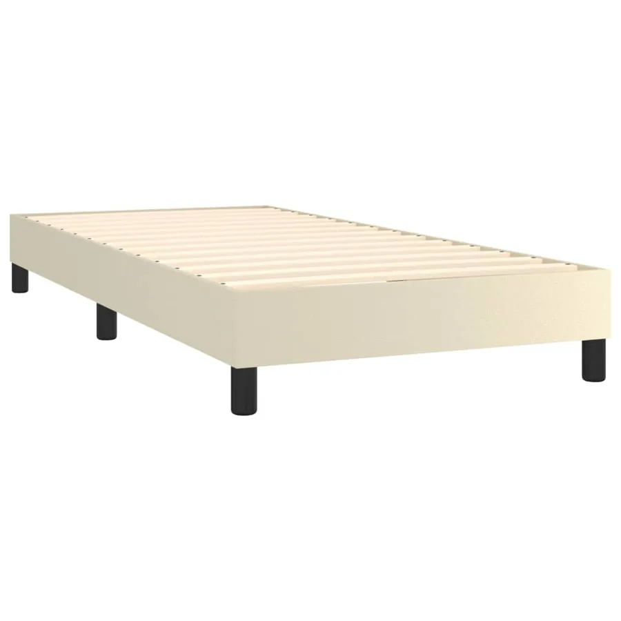 Sommier à lattes de lit avec matelas Crème 90x190 cm Similicuir - 4