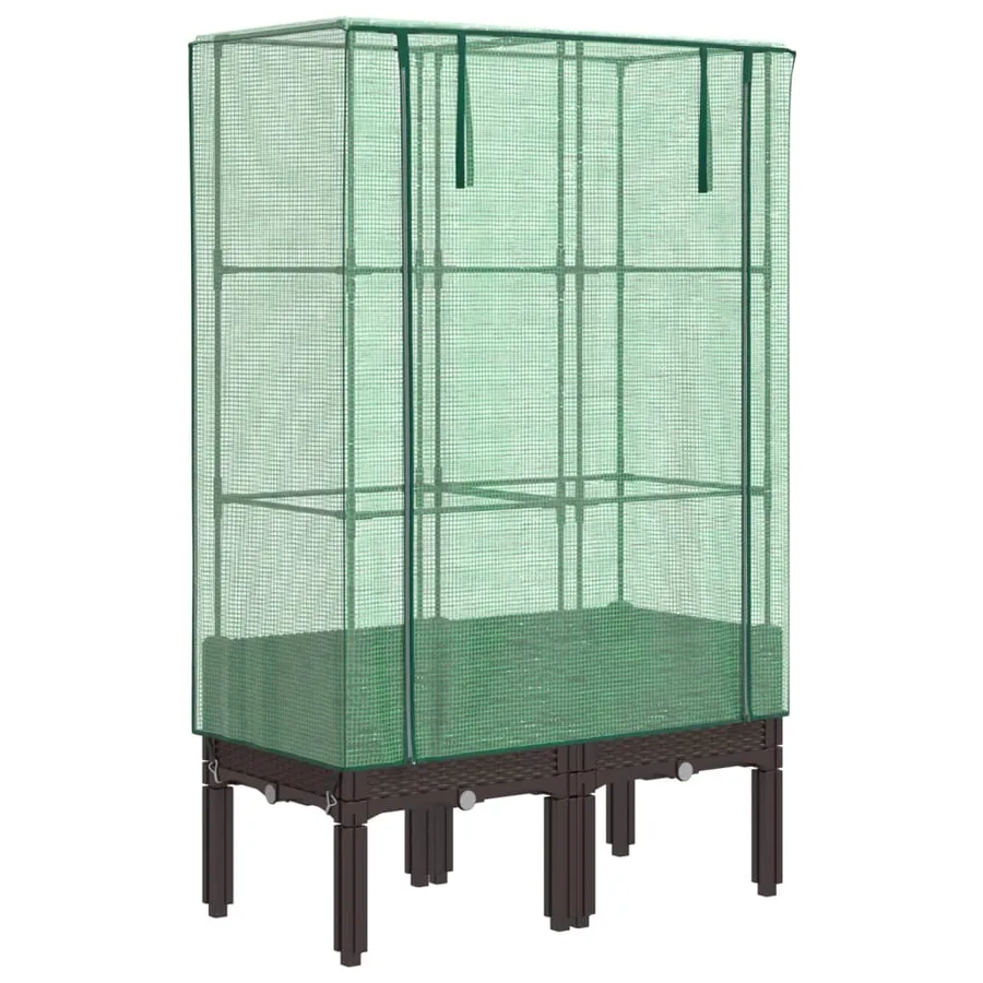 Jardinière surélevée avec housse aspect rotin 80x40x140 cm - 2