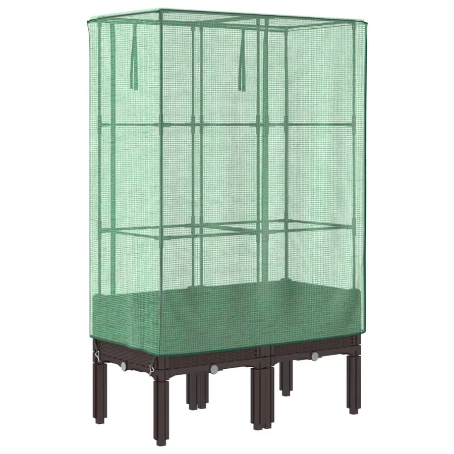 Jardinière surélevée avec housse aspect rotin 80x40x140 cm - 6