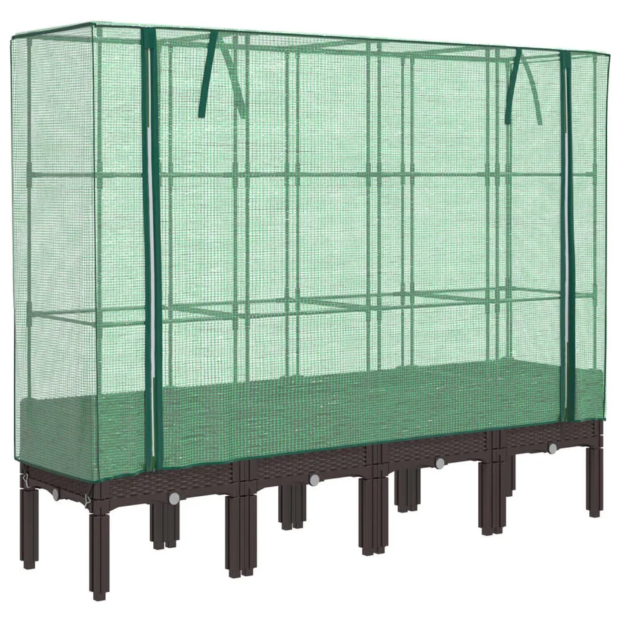 Jardinière surélevée avec housse aspect rotin 160x40x140 cm - 2