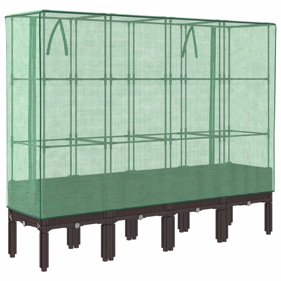 Jardinière surélevée avec housse aspect rotin 160x40x140 cm - 6