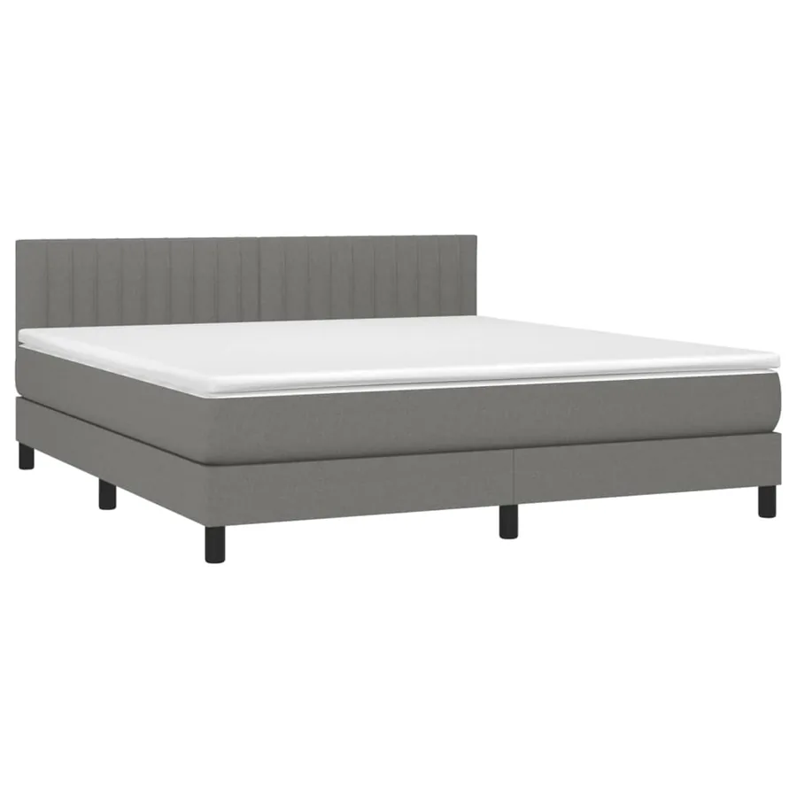 Sommier à lattes de lit et matelas et LED Gris foncé 160x200 cm - 3